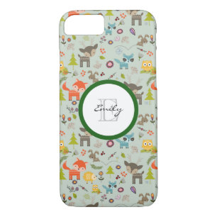 Cute Woodland Creaters Animal Pattern & Monogram Case-Mate iPhone Case