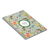 Cute Woodland Creaters Animal Pattern & Monogram Notitieboek (Rechterzijde)