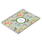 Cute Woodland Creaters Animal Pattern & Monogram Notitieboek (Linkerzijde)