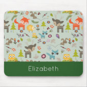 Cute Woodland Creaters Animal Pattern Muismat (Voorkant)