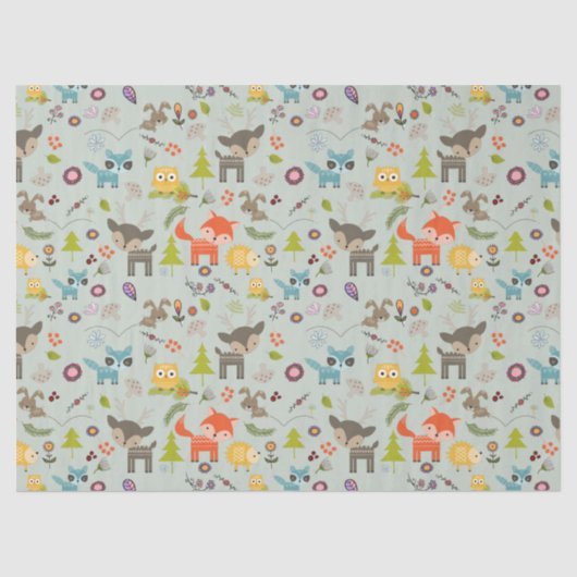 Cute Woodland Creaters Animal Pattern Tissuepapier (Voorkant)