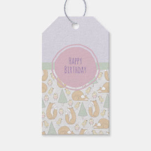 Cute Woodland Creattern Happy Birthday Cadeaulabel