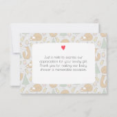 Cute Woodland Creatures baby shower Dank u Kaart (Achterkant)