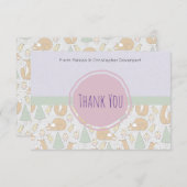 Cute Woodland Creatures baby shower Dank u Kaart (Voorkant / Achterkant)