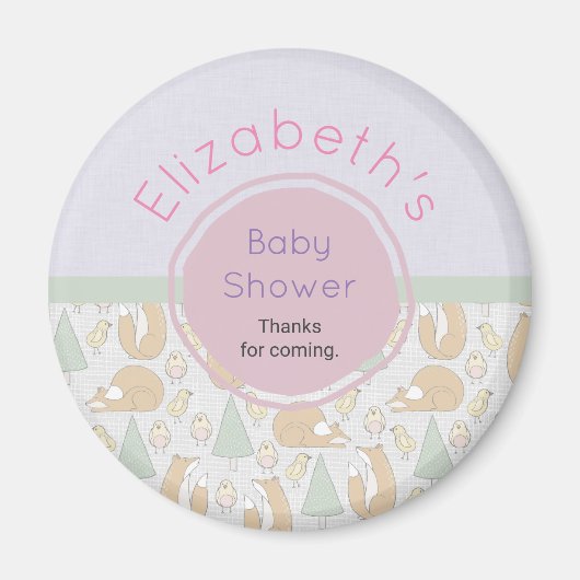 Cute Woodland Creatures Baby shower Dank u Magneet (Voorkant)