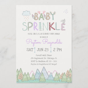 Cute Woodland Creatures Baby Sprinkle Invitation Kaart