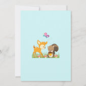 Cute Woodland Creatures Cartoon Baby shower Invite Kaart (Achterkant)