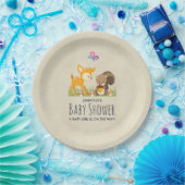 Cute Woodland Creatures Cartoon Baby shower Papieren Bordje (Feest)