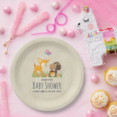 Cute Woodland Creatures Cartoon Baby shower Papieren Bordje (Feest)