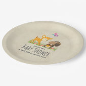 Cute Woodland Creatures Cartoon Baby shower Papieren Bordje (Gekanteld)