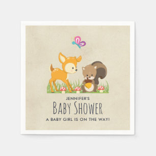 Cute Woodland Creatures Cartoon Baby shower Servet