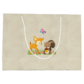 Cute Woodland Creatures Cartoon Birthday Groot Cadeauzakje (Achterkant)