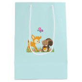 Cute Woodland Creatures Cartoon Birthday Medium Cadeauzakje (Achterkant)
