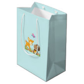 Cute Woodland Creatures Cartoon Birthday Medium Cadeauzakje (Achterkant Gekanteld)
