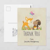 Cute Woodland Creatures Cartoon Hartelijk dank Briefkaart (Voorkant / Achterkant)