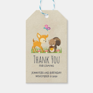 Cute Woodland Creatures Cartoon Hartelijk dank Cadeaulabel