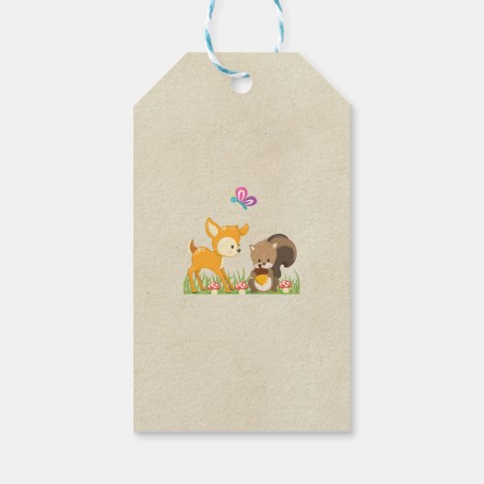 Cute Woodland Creatures Cartoon Hartelijk dank Cadeaulabel (Achterkant)