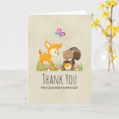 Cute Woodland Creatures Cartoon Hartelijk dank Kaart (Gele Bloem)