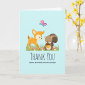 Cute Woodland Creatures Cartoon Hartelijk dank Kaart (Gele Bloem)