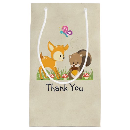 Cute Woodland Creatures Cartoon Hartelijk dank Klein Cadeauzakje (Voorkant)