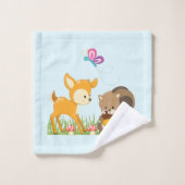 Cute Woodland Creatures Cartoon Illustration Bad Handdoek (Wasdoekje)