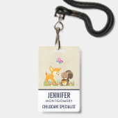 Cute Woodland Creatures Cartoon Illustration Badge (Voorzijde met lanyard)