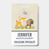 Cute Woodland Creatures Cartoon Illustration Badge (Achterkant)