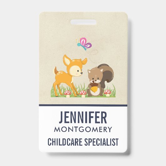 Cute Woodland Creatures Cartoon Illustration Badge (Voorzijde)