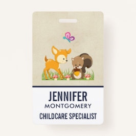 Cute Woodland Creatures Cartoon Illustration Badge