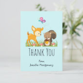 Cute Woodland Creatures Cartoon Illustration Bedankkaart (Staand voorkant)