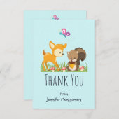 Cute Woodland Creatures Cartoon Illustration Bedankkaart (Voorkant / Achterkant)