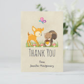 Cute Woodland Creatures Cartoon Illustration Bedankkaart (Staand voorkant)
