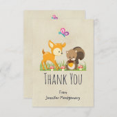 Cute Woodland Creatures Cartoon Illustration Bedankkaart (Voorkant / Achterkant)