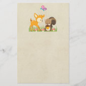 Cute Woodland Creatures Cartoon Illustration Briefpapier (Voorkant)