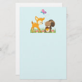Cute Woodland Creatures Cartoon Illustration Briefpapier (Voorkant / Achterkant)