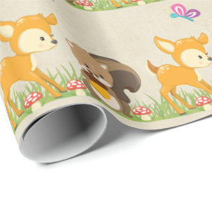 Cute Woodland Creatures Cartoon Illustration Cadeaupapier