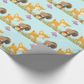 Cute Woodland Creatures Cartoon Illustration Cadeaupapier (Hoek)