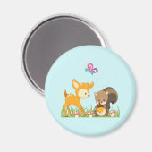 Cute Woodland Creatures Cartoon Illustration Magneet (Voorkant / Achterkant)