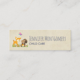 Cute Woodland Creatures Cartoon Illustration Mini Visitekaartje