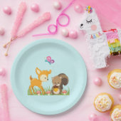 Cute Woodland Creatures Cartoon Illustration Papieren Bordje (Feest)