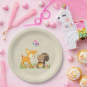 Cute Woodland Creatures Cartoon Illustration Papieren Bordje (Feest)