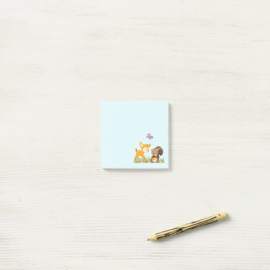 Cute Woodland Creatures Cartoon Illustration Post-it® Notes (Op bureau)