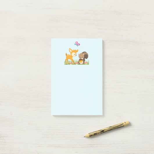 Cute Woodland Creatures Cartoon Illustration Post-it® Notes (Op bureau)