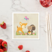 Cute Woodland Creatures Cartoon Illustration Servet (Insitu)