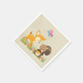 Cute Woodland Creatures Cartoon Illustration Servet (Hoek)