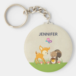 Cute Woodland Creatures Cartoon Illustration Sleutelhanger