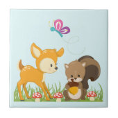 Cute Woodland Creatures Cartoon Illustration Tegeltje (Voorkant)