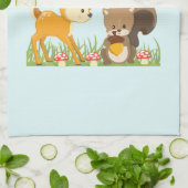 Cute Woodland Creatures Cartoon Illustration Theedoek (Gevouwen)