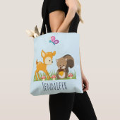 Cute Woodland Creatures Cartoon Illustration Tote Bag (Dichtbij)
