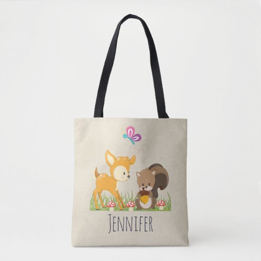 Cute Woodland Creatures Cartoon Illustration Tote Bag (Voorkant)